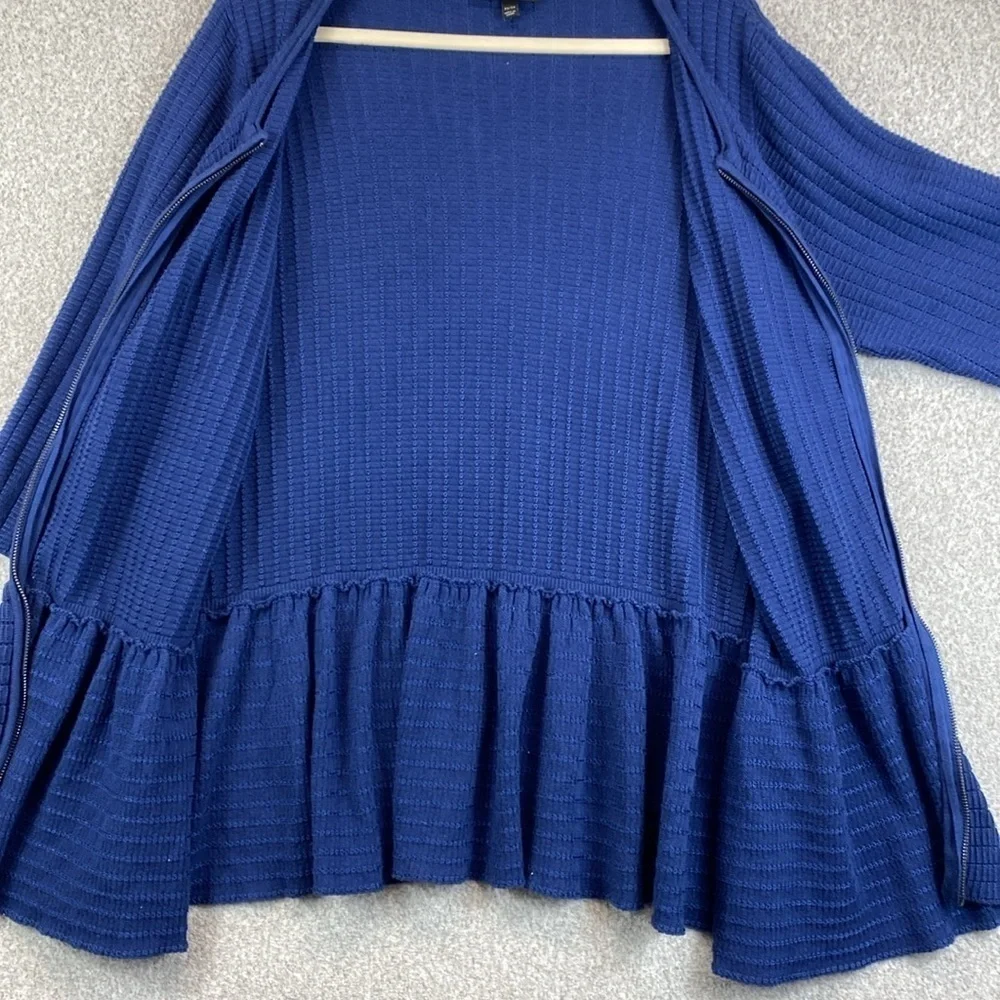Lane Bryant full zip cardigan blue with peplum hem boho classic casual 22/24
